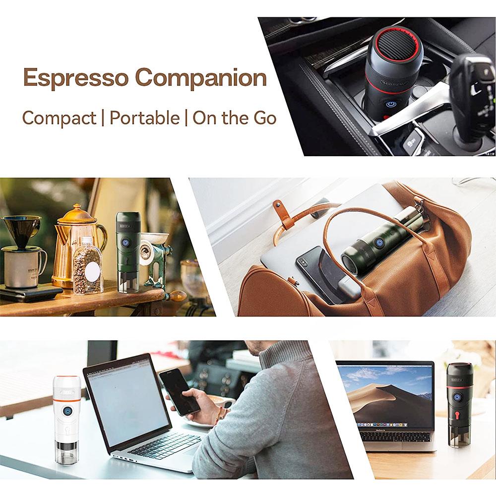 HiBREW H4 Portable Car Coffee Machine, 15 Bar Pressure, DC 12V Espresso Coffee Maker with Adapter Storage Bag Bracket - Black