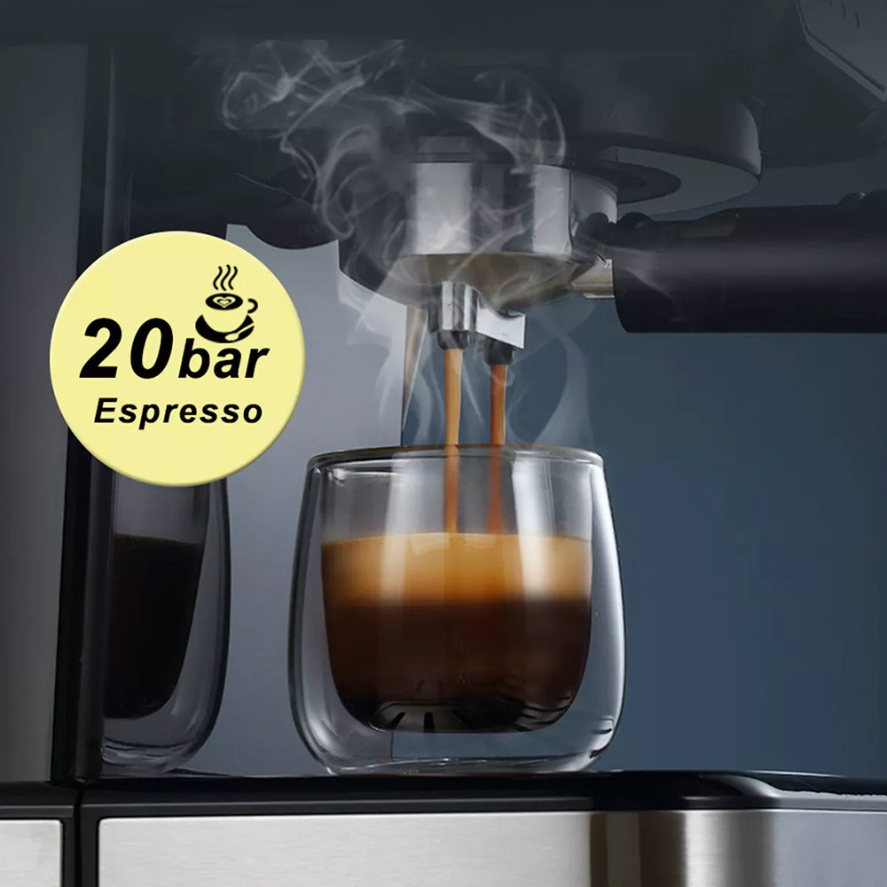 HiBREW H5 1050W Coffee Maker, 20 Bar Semi-Auto Cappuccino Espresso Coffee Machine, 1.5L Capacity, Temperature Display