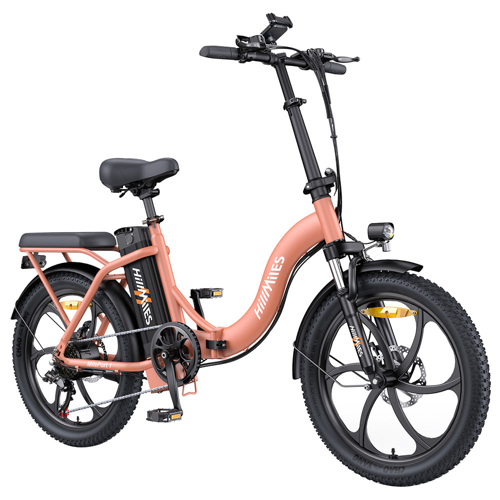 HillMiles MilePort 1 Electric Bike, 250W Motor, 36V 13AH Battery, 20*3.0-inch Tire, 25km/h Max Speed, 100km Max Range, Front Fork Suspension, Mechanical Disc Brake, Shimano 7-speed - Red