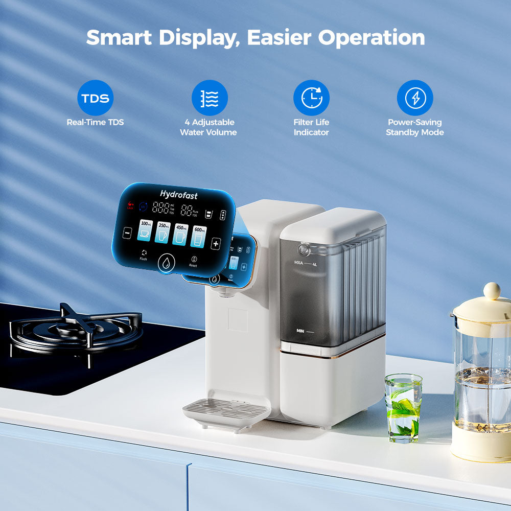 Hydrofast B100 Countertop Water Purifier, Room Temperature, Reverse Osmosis Water Filter for Home, Office