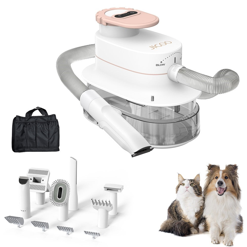 JIGOO P300 11 in 1 Pet Grooming Vacuum Kit, 3 Speed Modes, 4L Dust Cup, 4 Guide Combs, Low Noise - US Plug