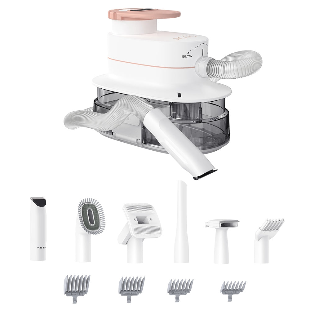 JIGOO P300 11 in 1 Pet Grooming Vacuum Kit, 3 Speed Modes, 4L Dust Cup, 4 Guide Combs, Low Noise - US Plug