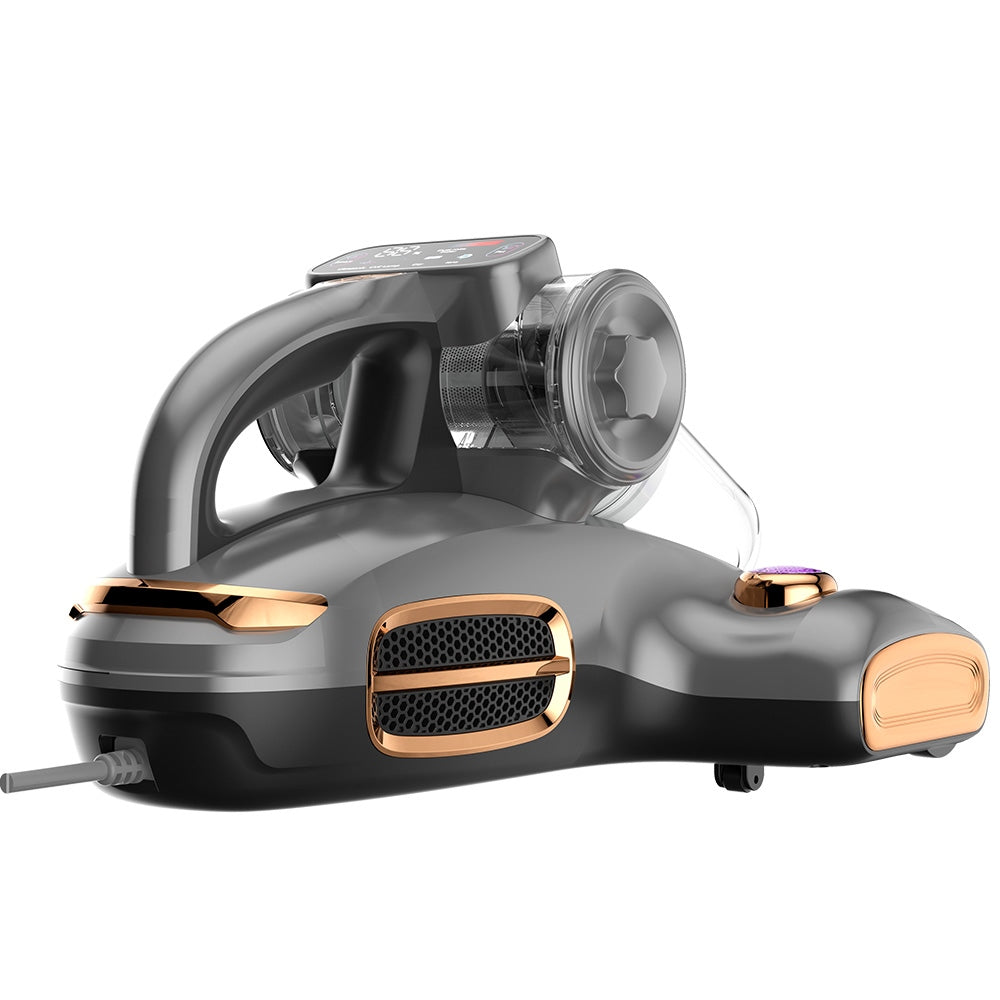 JIGOO T600 Dual-Cup Smart Bed Vacuum Cleaner for Mattress with UV Light, 700W 15KPa Suction, Ultrasonic Tech, 99.99% Mites Removal, Handheld Vacuum Cleaner for Bed, Sofa - Grey