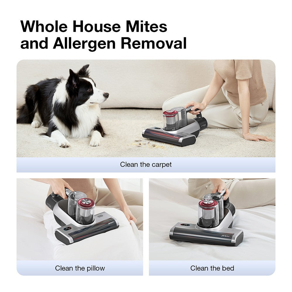 JIMMY BD7 Pro Cordless Double Cup Anti-Mite Vacuum Cleaner, 250W 6Kpa, Bed Vacuum Cleaner, Smart Dust Sensor UV & Ultrasound Technology, Negative Ion Function, 30Mins Runtime, LED Display