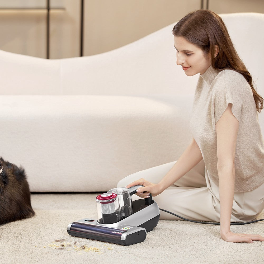 JIMMY BX6 Pro Double Cup Bed Vacuum Cleaner for Mattress with UV Light, 600W 16Kpa Suction, UV sterilizationKilling 99.9% bacteria, LED Display with Smart Dust Sensor, Handheld Vacuum Cleaner for Bed & Sofa