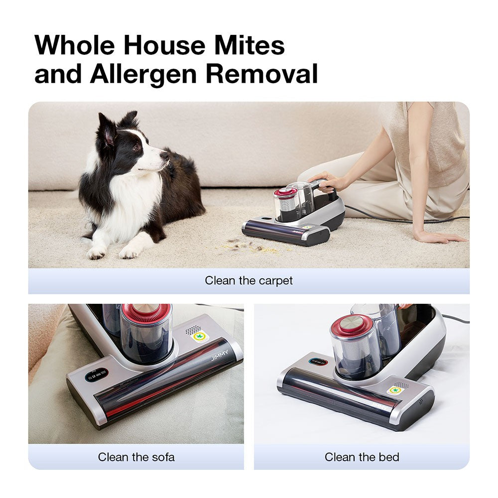 JIMMY BX6 Pro Double Cup Bed Vacuum Cleaner for Mattress with UV Light, 600W 16Kpa Suction, UV sterilizationKilling 99.9% bacteria, LED Display with Smart Dust Sensor, Handheld Vacuum Cleaner for Bed & Sofa