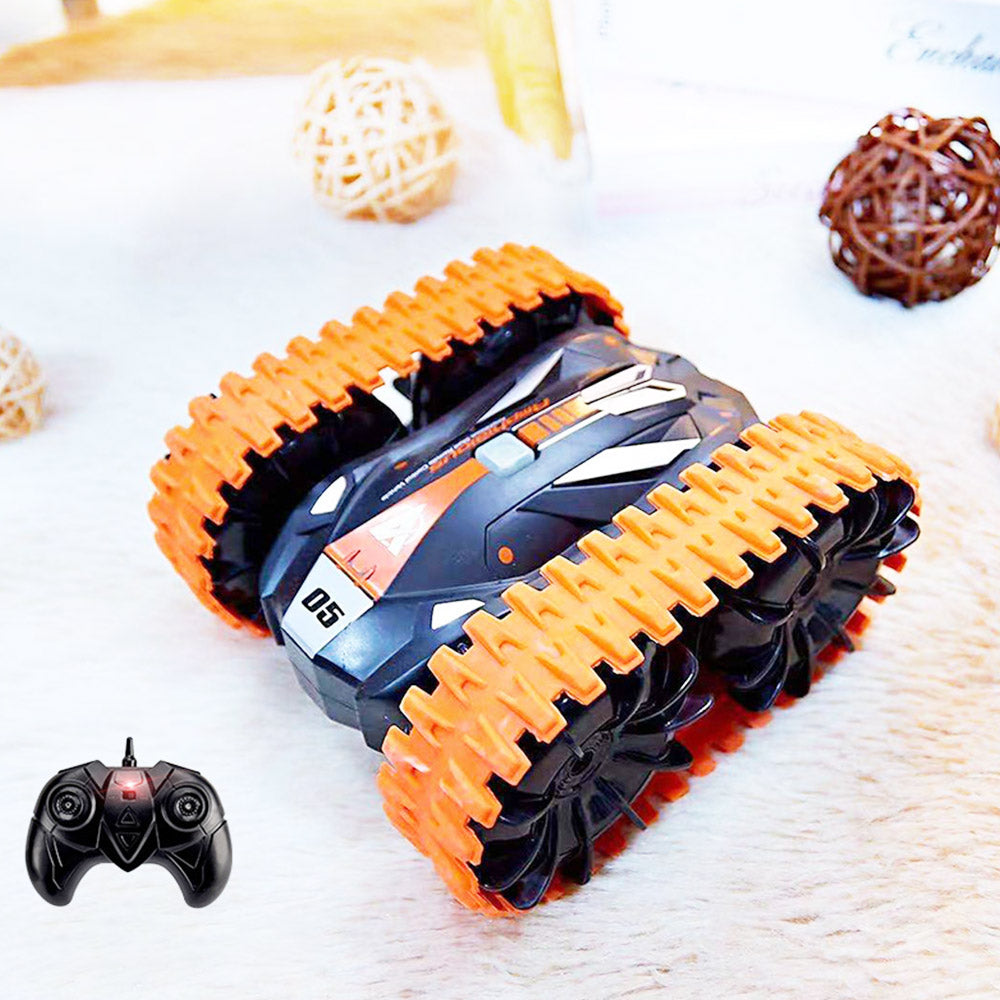 JJRC Q113 1:24 RC Stunt Car 4WD 360 Rotate 2-in-1 Waterproof Water&Land Drift Amphibious Vehicle Models Toy - Orange