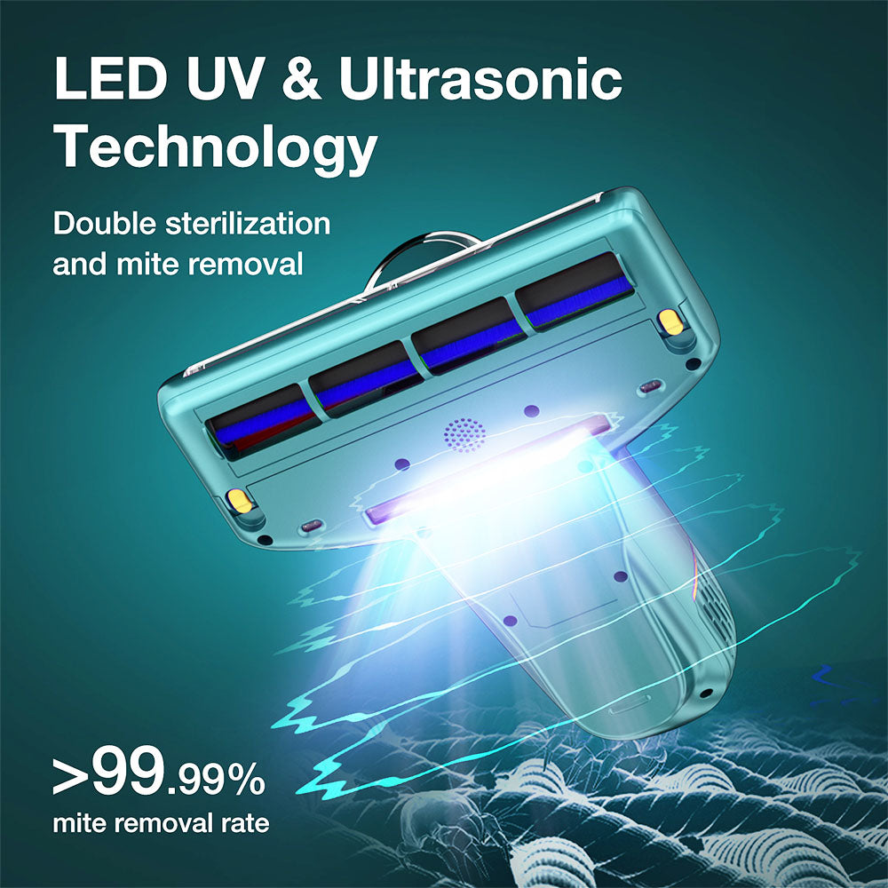 JIMMY BX6 Handheld Anti-Mite Vacuum Cleaner, Bed Vacuum Cleaner, 600W Suction, Strong Tapping Ultrasonic & UV Light Intelligent Dust Recognition, 240mm Widened Suction Port, 3 Modes, 0.5L Dust Cup - Blue