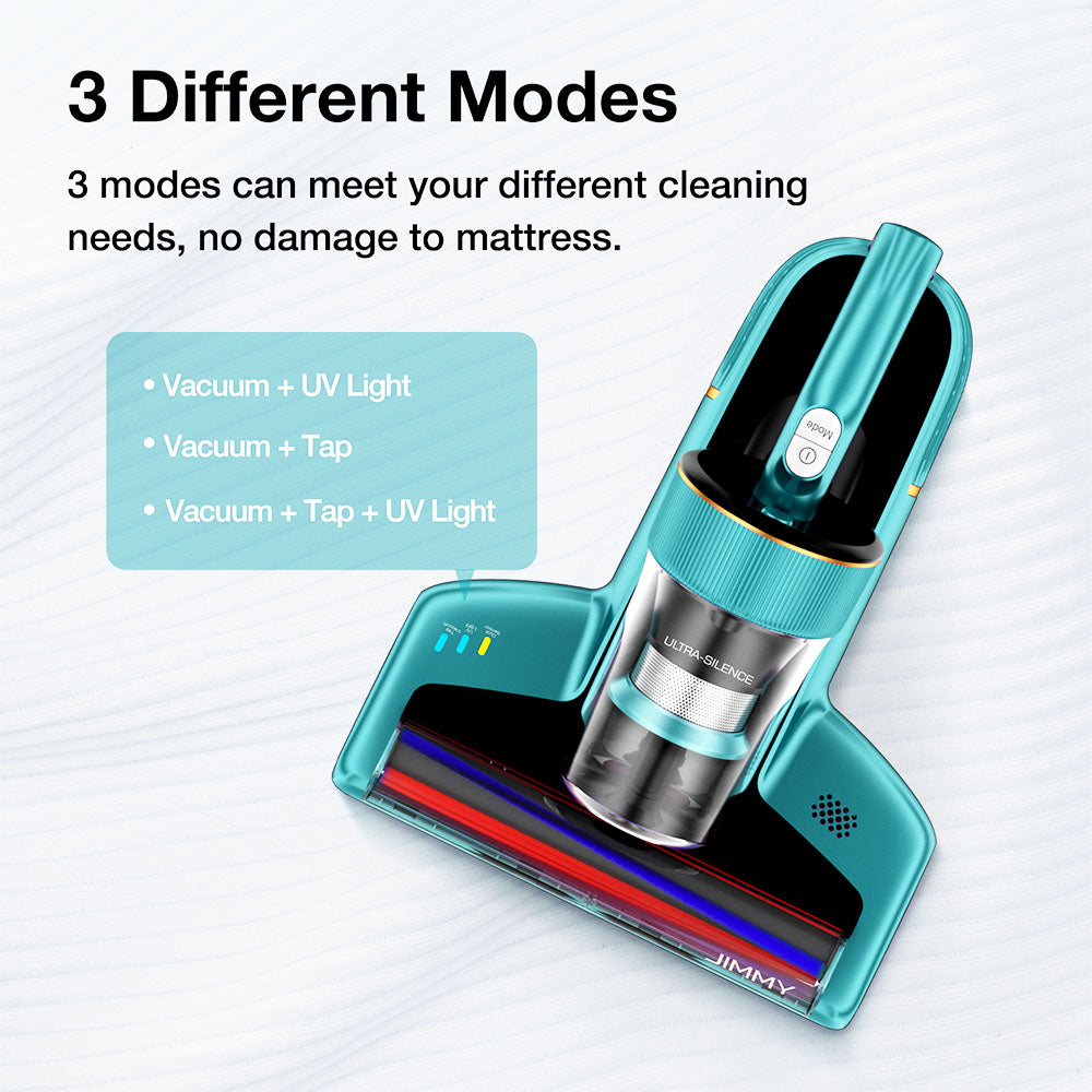 JIMMY BX6 Handheld Anti-Mite Vacuum Cleaner, Bed Vacuum Cleaner, 600W Suction, Strong Tapping Ultrasonic & UV Light Intelligent Dust Recognition, 240mm Widened Suction Port, 3 Modes, 0.5L Dust Cup - Blue