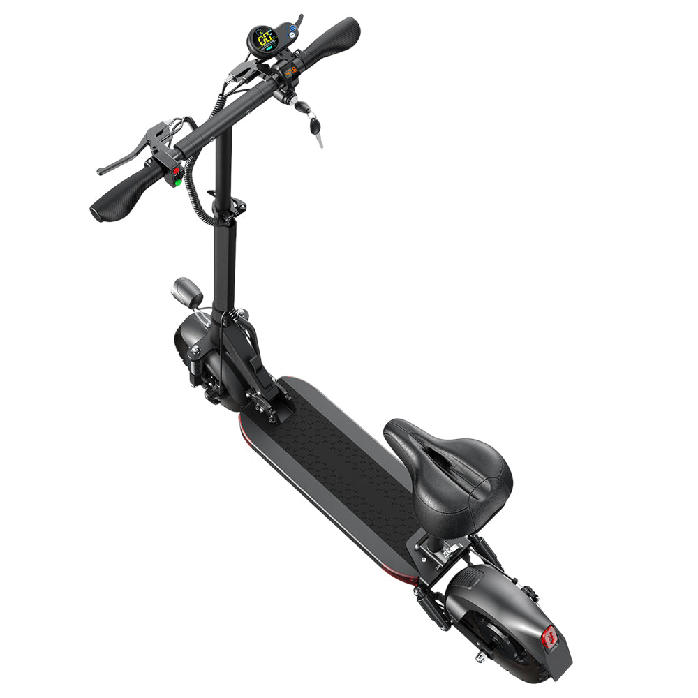 Joyor Y6-S Electric Scooter with Seat, 500W Motor, 48V 18Ah Battery, 10 inch Tire, 25km/h Max Speed, 60km Range, Front & Rear Disc Brakes, Front Spring Shock Absorption & Rear Hydraulic Shock Absorption