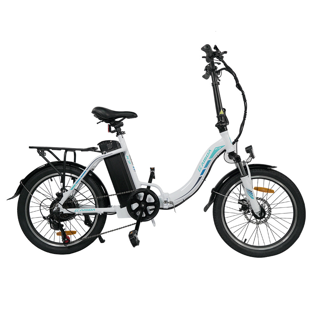 KAISDA K7 20*1.95 inch Tire Folding Electric Moped Bike 350W Motor 25-28Km/h Max Speed Mountain Bicycle SHIMANO 7-Speed APP Control - White