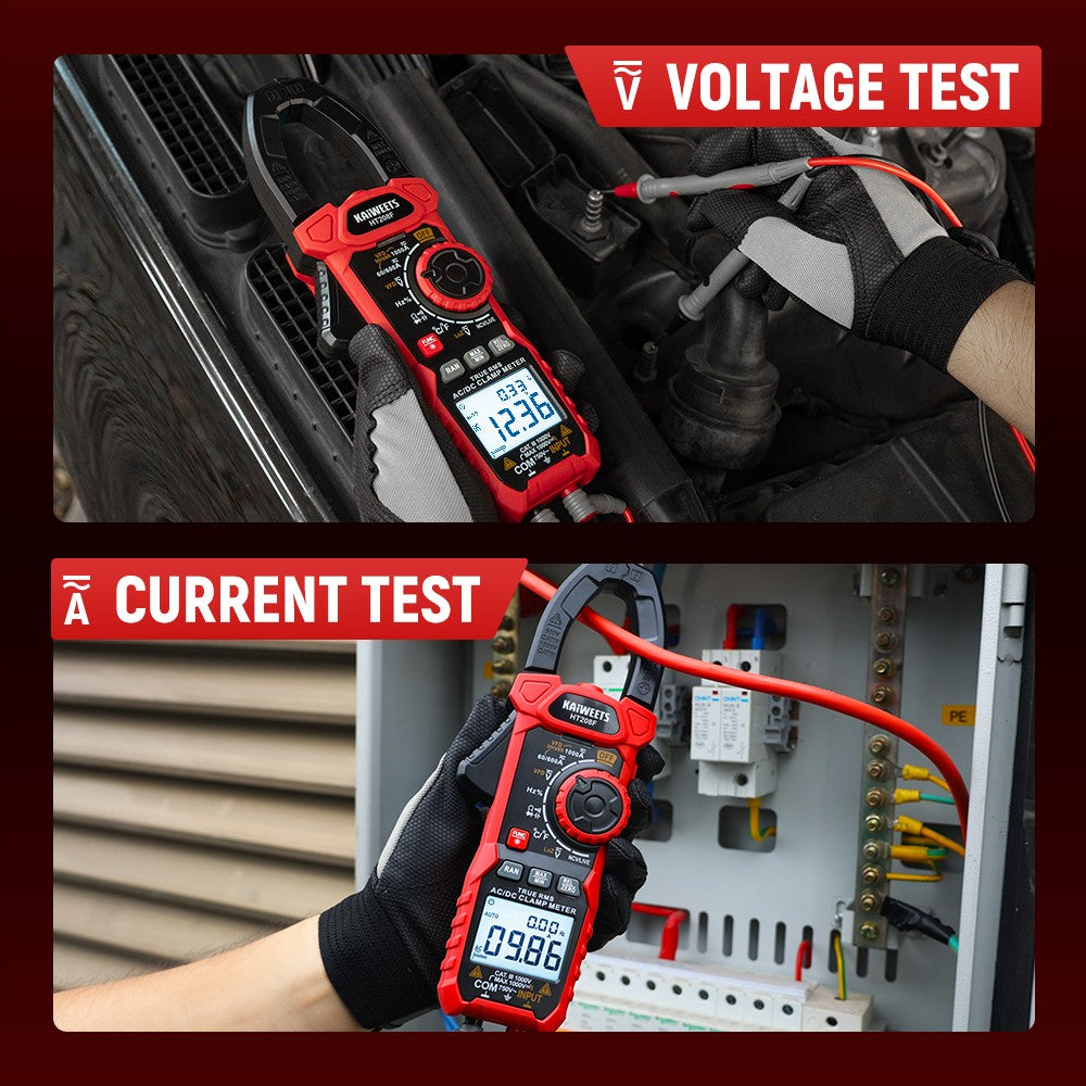 KAIWEETS HT208F Inrush Digital Clamp Meter, 1000A with Backlit, TRMS 6000 Counts, 15min Auto-shutdown, 38mm Large Jaw Design