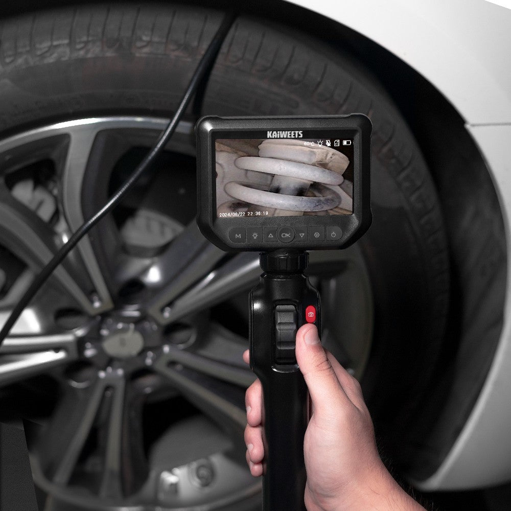 KAIWEETS KBA01 Two-Way Articulating Borescope, 210° Rotatable Camera, 8 LED Lights, 4.3inch Display, 1920*1080P, IP67 Waterproof
