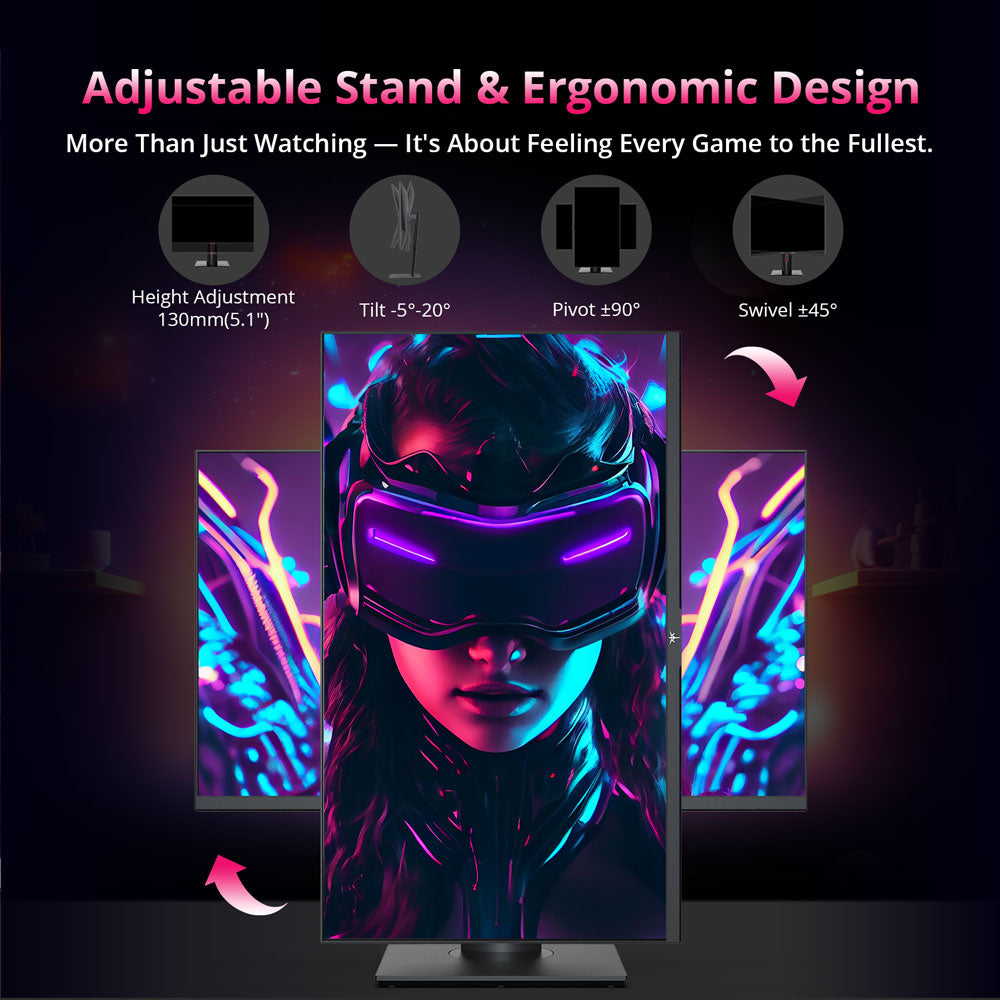 KTC H27P22S 27-inch Gaming Monitor, 3840x2160 UHD AUO 7.0 FAST IPS Panel, HDR400, 160Hz Refresh Rate, 1ms Response Time, 132%sRGB, Compatible with FreeSync and G-SYNC, Low-blue Light, 2*HDMI2.1 2*DP1.4 1*USB2.0, Adjustable Stand & Support VESA Mount