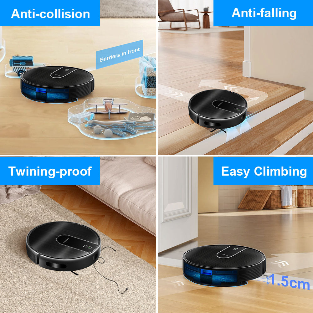Liectroux N7S-U Robot Vacuum Cleaner and Wet Mop Combo, Smart Mapping, WiFi App, 6000Pa Suction, 120min Runtime, 400ml Dustbin & 250ml Water Tank, WiFi App, Works With Alexa and Google Assistant, for Pet Hair, Carpet, Hard Floor