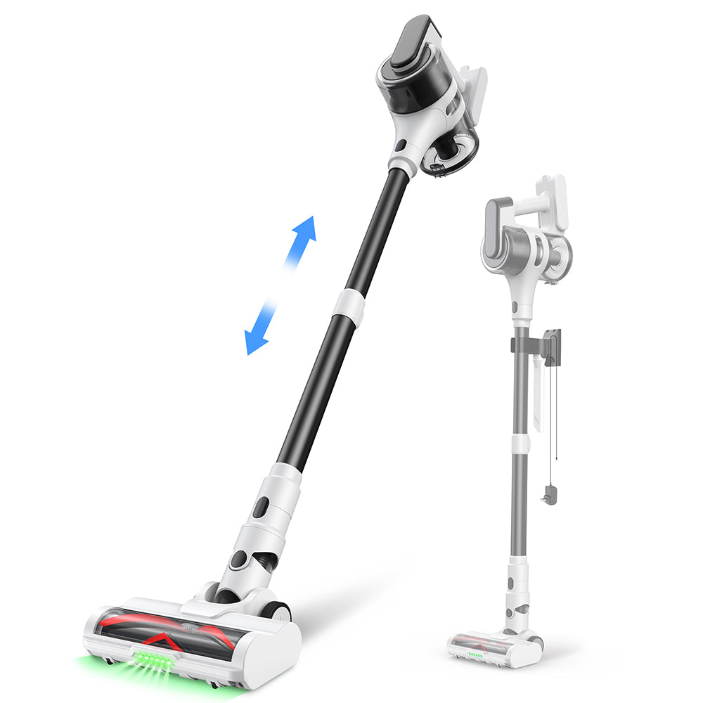 MOOSOO S5 Mate Cordless Stick Vacuum Cleaner, 20kPa Powerful Suction, 55min Runtime, 1L Dustbin, Green LED Technology, Rechargeable for Effortless Home Cleaning Hardwood, Carpets & Pet Hair