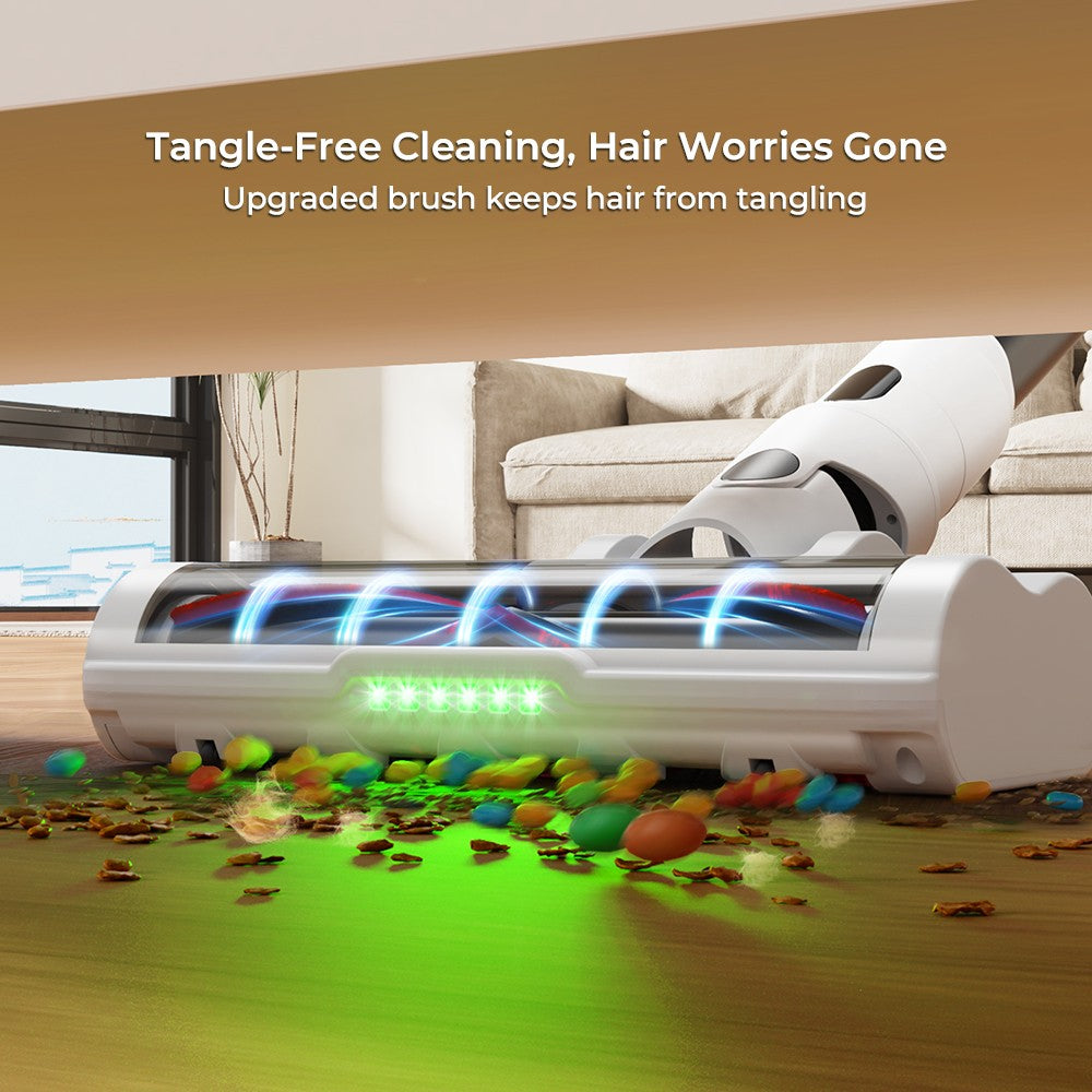 MOOSOO S5 Mate Cordless Stick Vacuum Cleaner, 20kPa Powerful Suction, 55min Runtime, 1L Dustbin, Green LED Technology, Rechargeable for Effortless Home Cleaning Hardwood, Carpets & Pet Hair