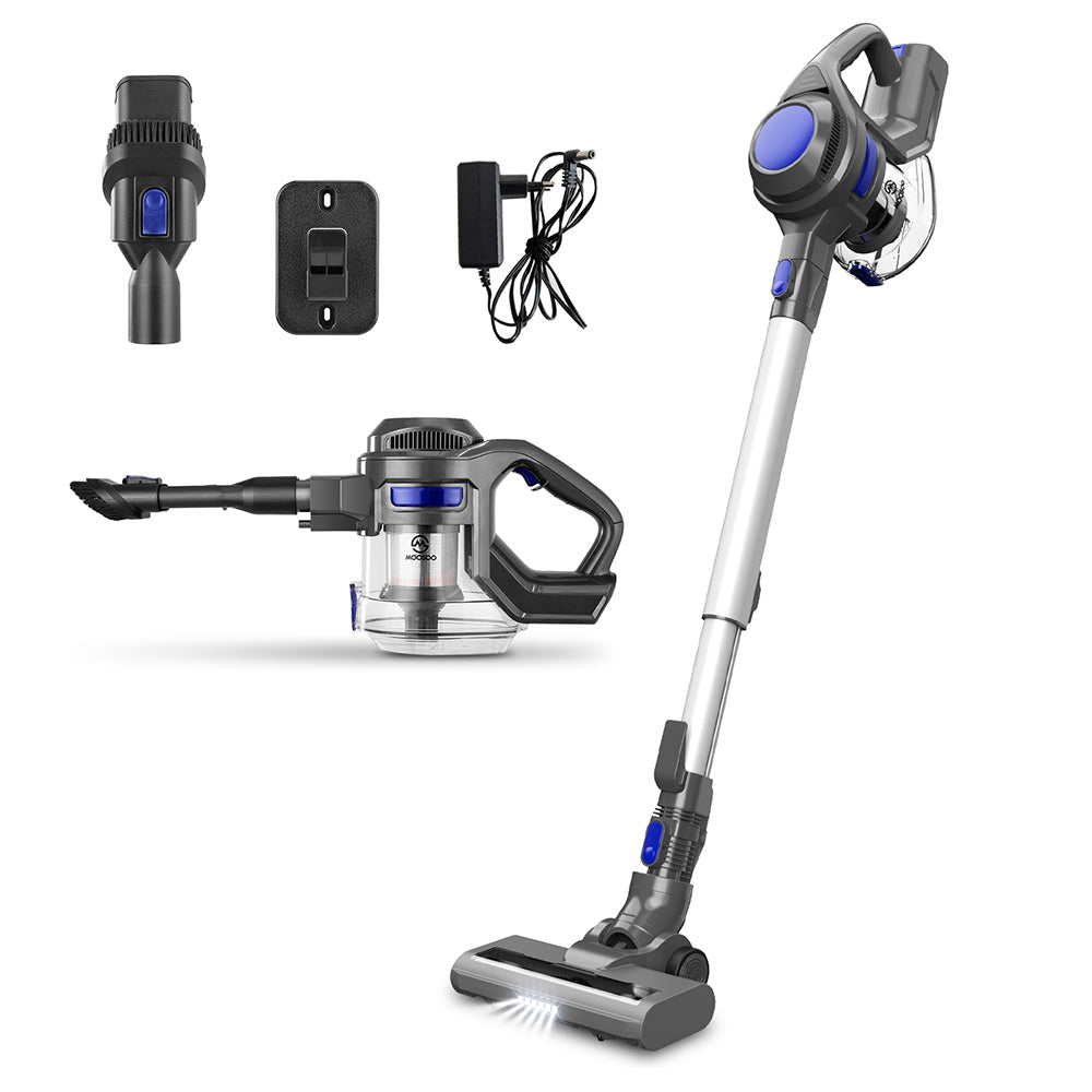 MOOSOO XL-618A Cordless Stick Vacuum Cleaner, 12KPa Strong Suction, 30min Max. Runtime, 120W Brushless Motor, LED Electric Brush, 1.3L Large Dust Cup, 2 Modes