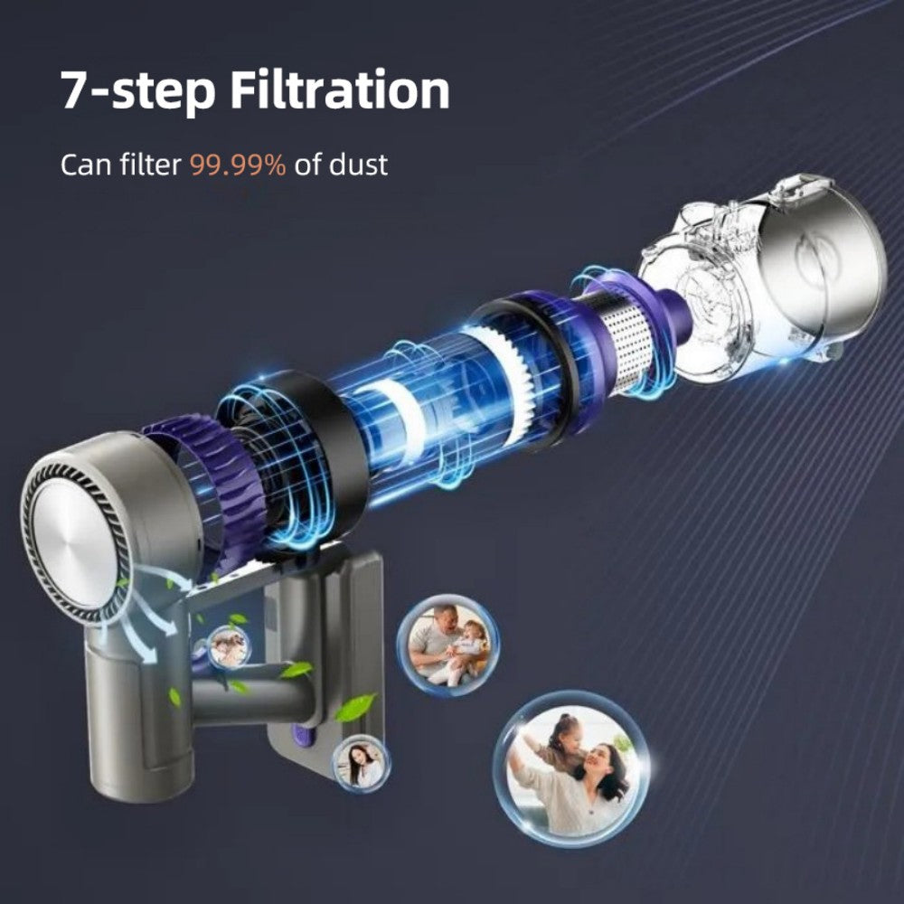 MOOSOO YG-618-B Cordless Vacuum Cleaner, Flexible 180° Rotation, Rechargeable Hanger, 48kPa High Suction, Anti-Tangle Brush, LED Display, for Hard Floors, Pet Hair And Carpet, Purple