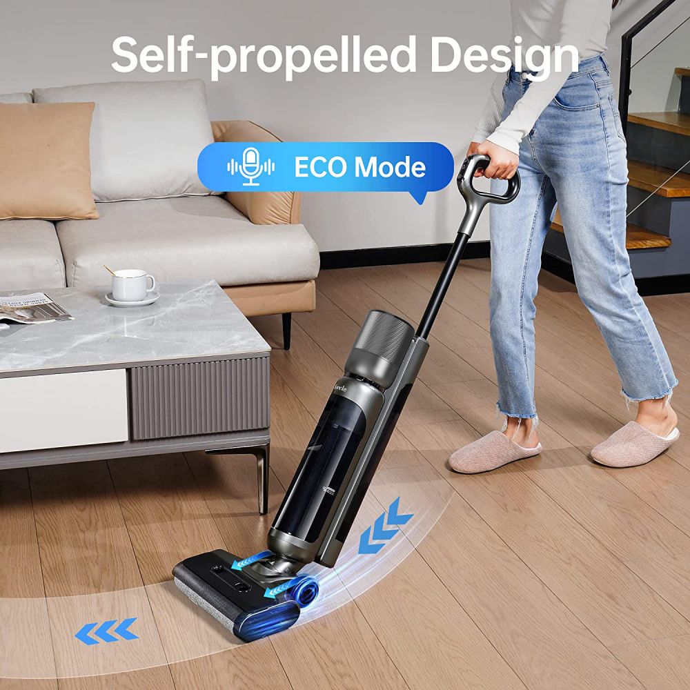 Maircle F1 Cordless Wet Dry Vacuum Cleaner, 16kPa Suction, 35min Runtime, LED Display, Self-propelled and Self-Cleaning, Voice Prompts, for Hardwood Floor and Sticky Messes