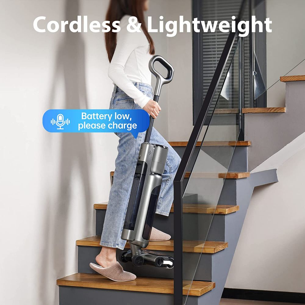 Maircle F1 Cordless Wet Dry Vacuum Cleaner, 16kPa Suction, 35min Runtime, LED Display, Self-propelled and Self-Cleaning, Voice Prompts, for Hardwood Floor and Sticky Messes