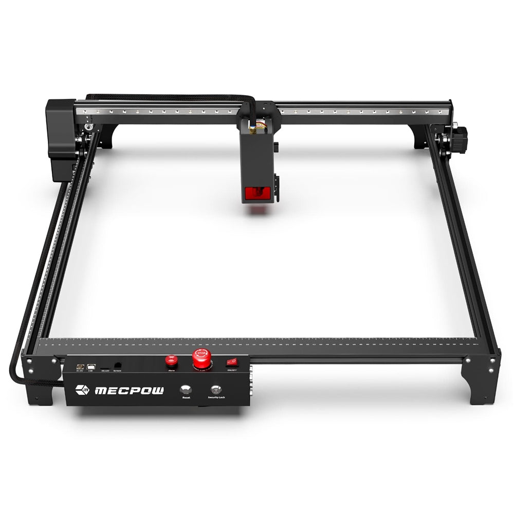 Mecpow X5 Pro Laser Engraver Cutter, 33W Laser Power, Auto Air Assist, 0.08x0.1mm Laser Spot, 28000mm/min Engraving Speed, Safety Lock, Emergency Stop, Flame Detection, Offline Engraving, 600x600mm