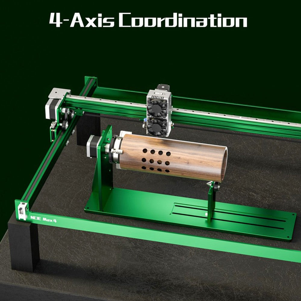 NEJE Max 4 Laser Engraver Cutter, E80 Laser Module, 24W Laser Power, GRBL Wireless Control, Motor Driver Z Axis, Auto Air-Assist, 0.1*0.1mm Focus, 4-Axis Control, Works Vertically, 750*460mm