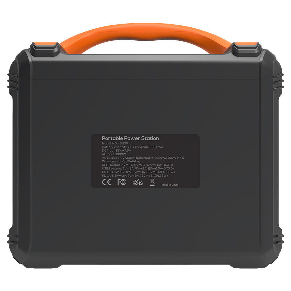 NEWSMY S1210 1200W 1102.5Wh Portable Power Station, LiFeMnPo4 Battery, 1.2 Hours Quick Charge, PD100W Output, 230V/1200W (Peak 2400W) Pure Sine Wave
