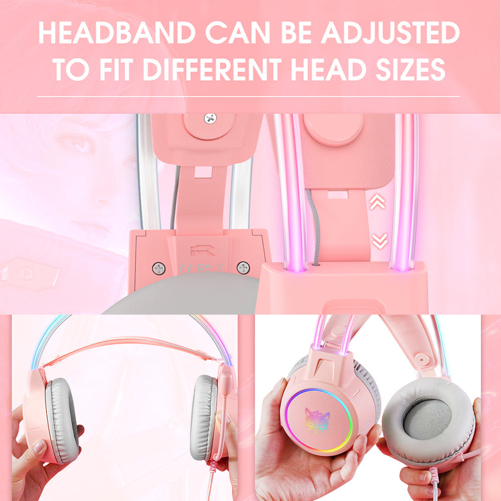 ONIKUMA X15 Pro Wired Gaming Headphones - Pink
