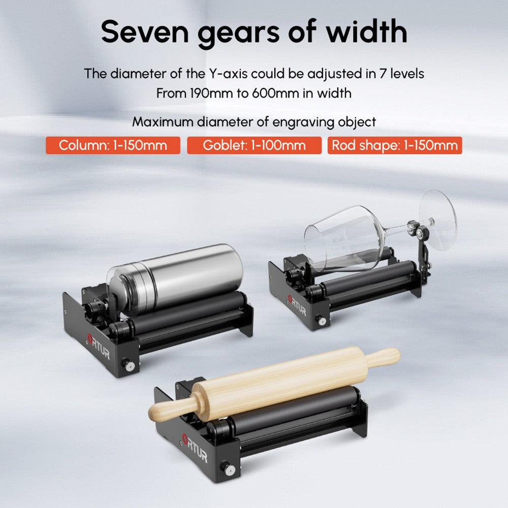ORTUR YRR3.0 Y-Axis Rotary Roller, Engrave on Cylindrical Objects, Goblets, Rods