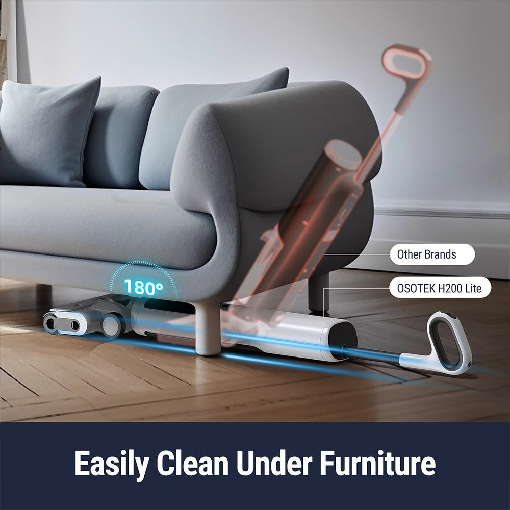 Xiaomi OSOTEK H200 Lite Wet Dry Vacuum Cleaner, 12.5KPa,180 Degree Horizontally Reclining, 2 Sides Edge Cleaning, 30 Mins Runtime 750ml Clean Water Tank, LED Screen - White