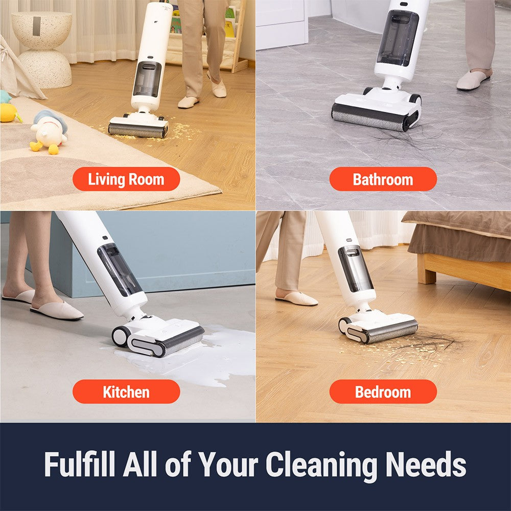 Xiaomi OSOTEK H200 Lite Wet Dry Vacuum Cleaner, 12.5KPa,180 Degree Horizontally Reclining, 2 Sides Edge Cleaning, 30 Mins Runtime 750ml Clean Water Tank, LED Screen - White