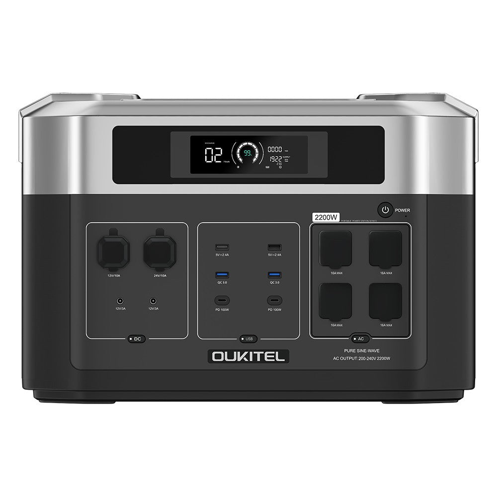 (Free Gift MC4 Cable) OUKITEL BP2000 Balcony Power Station, 2048Wh/640000mAh LiFePO4 Battery Solar Generator, 2200W AC Output, 2000W UPS, 1800W AC Charging, Expand Up to 7 Battery Packs, 15 Outputs, Compatible with 99% of Balcony Power Plants