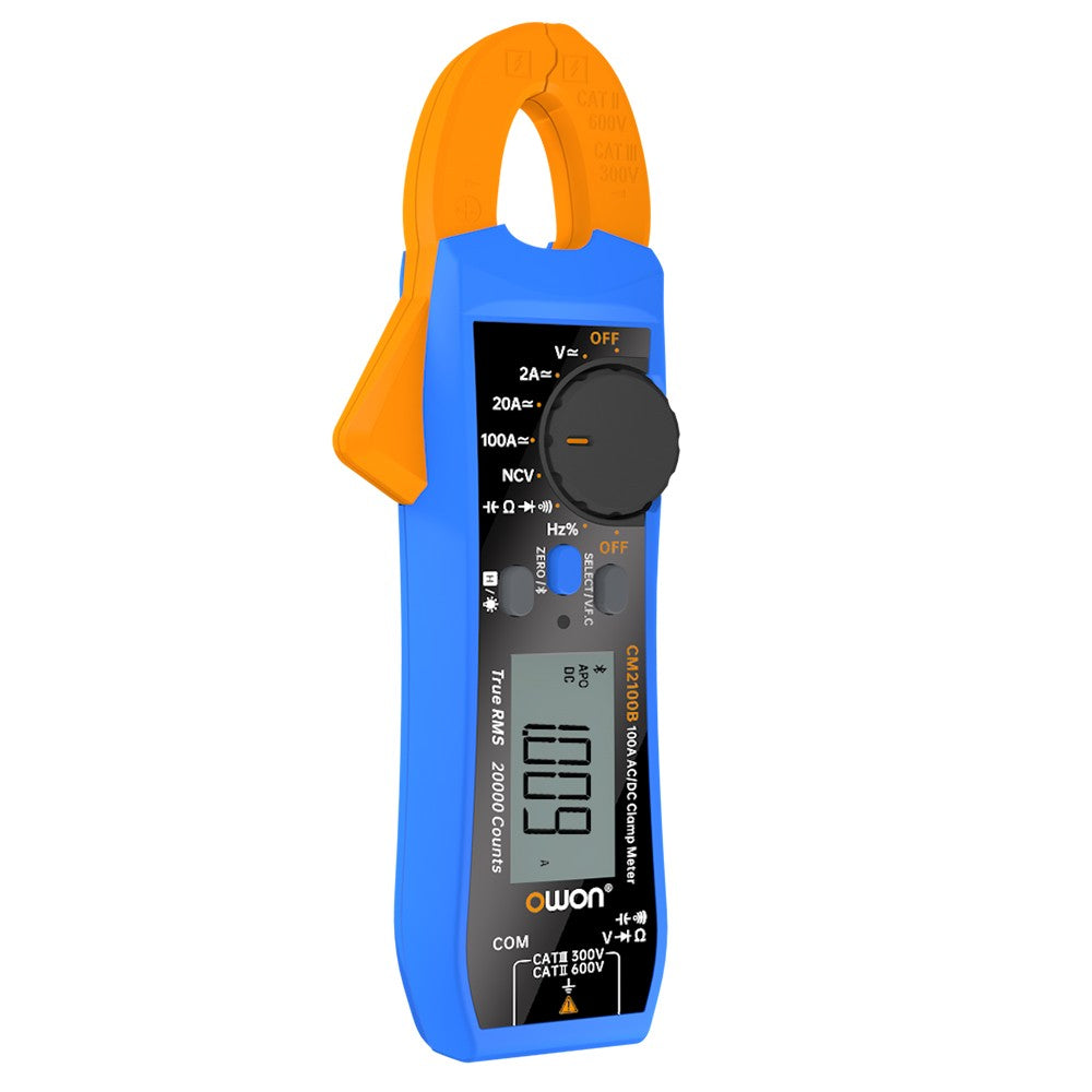 OWON CM2100B Clamp Meter with Bluetooth Module, True RMS 20000 Counts, Auto Ranging, NCV/VFC/Diode Measure, Alarm Function