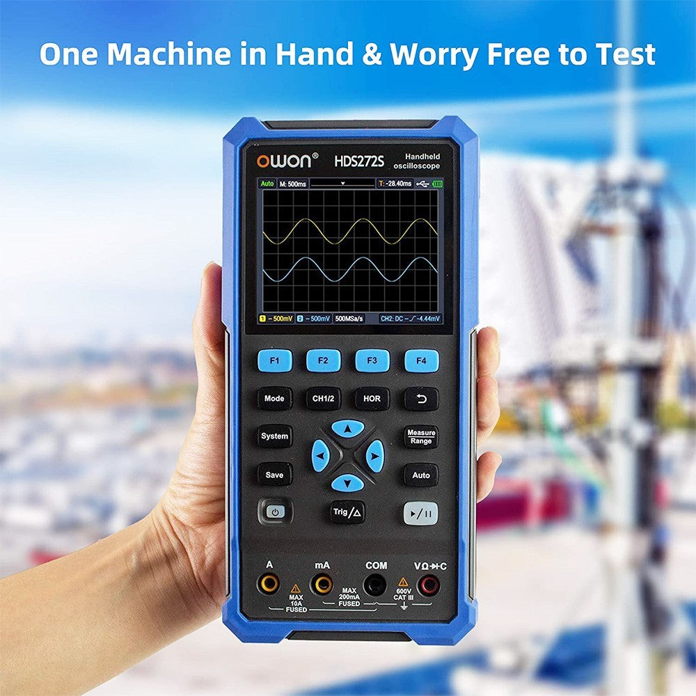 OWON HDS272S 3 in 1 Digital Oscilloscope Multimeter Signal Generator, 70MHz Bandwidth, 250MSa/s Sampling Rate, 20000 Counts - EU Plug