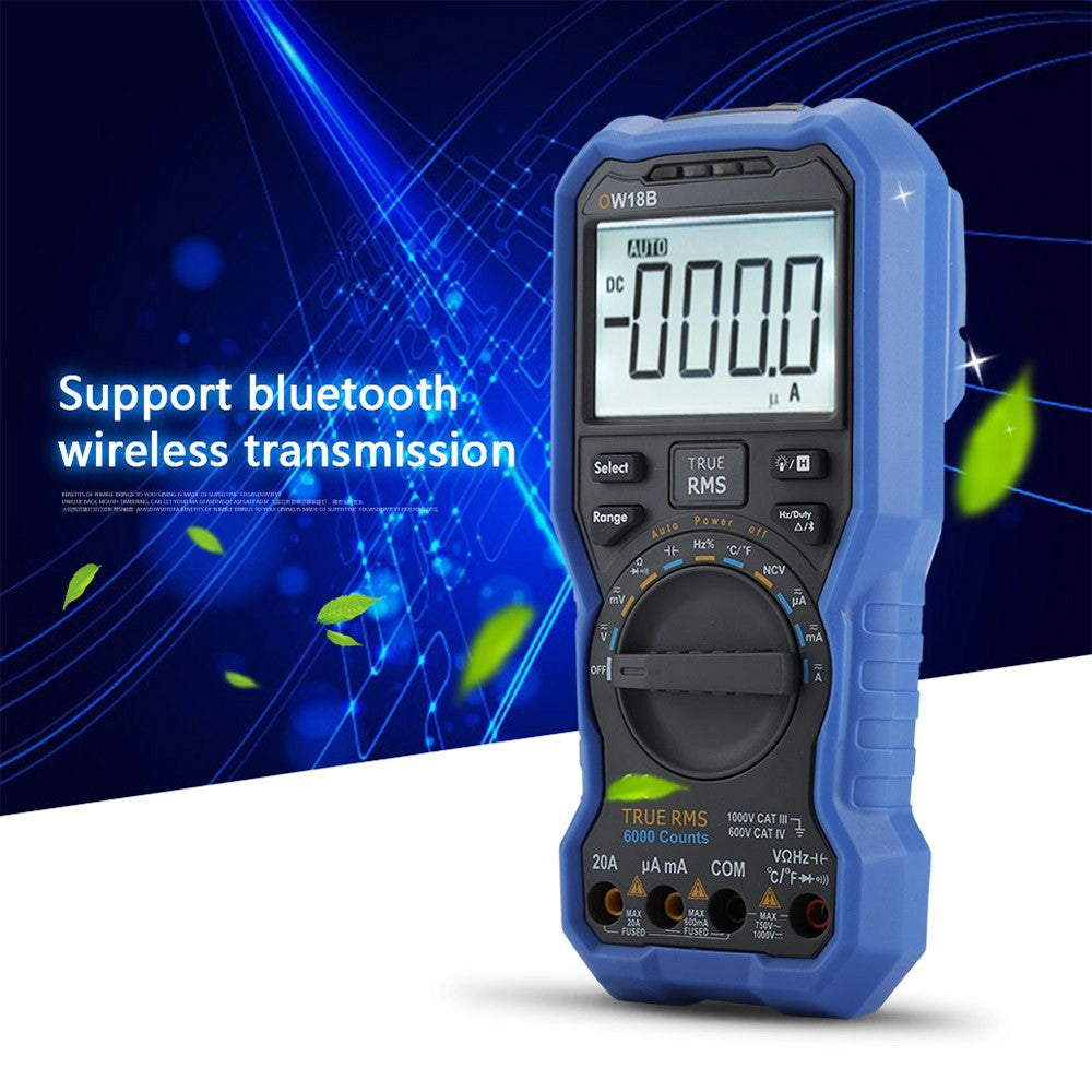 OWON OW18B Bluetooth Multimeter, Thermometer Data Logger, 5999 Counts, NCV Non-Contact Voltage Sense, True RMS Test, Support Android, iOS, Flashlight Function