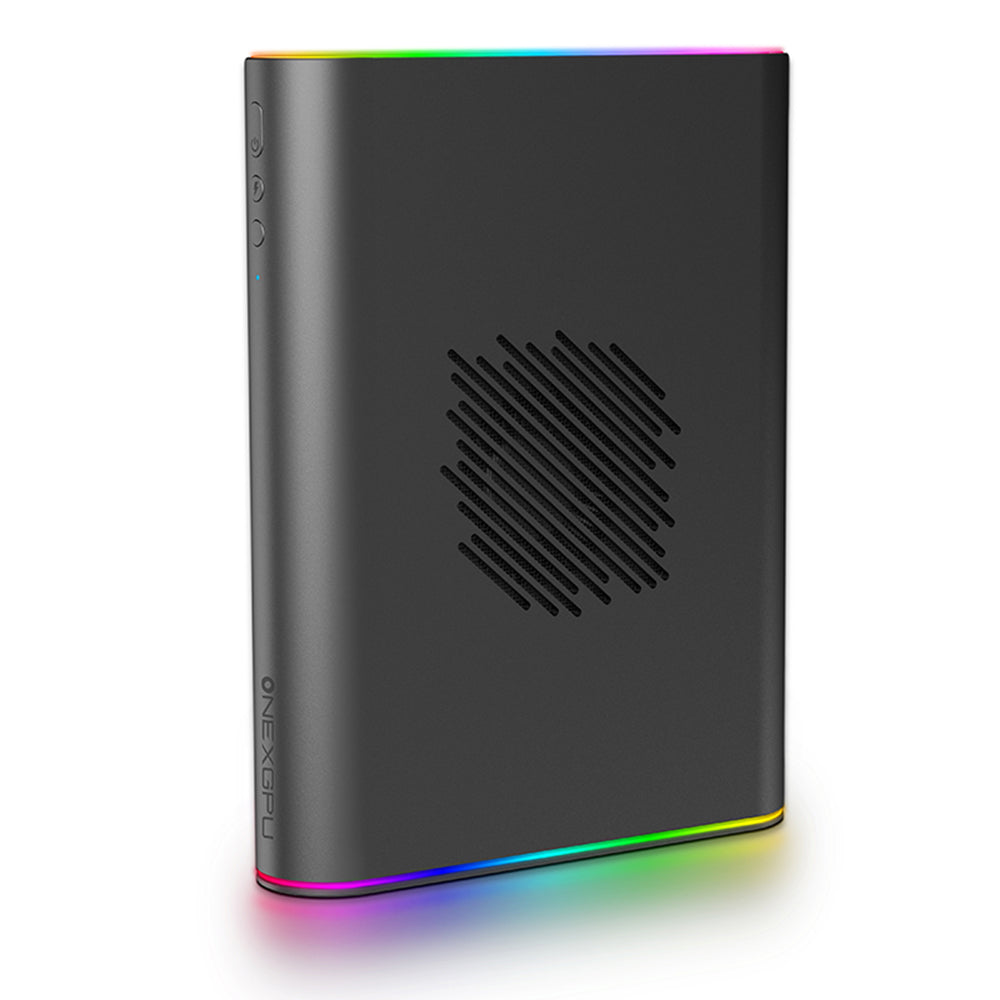 One Netbook ONEXGPU 2 eGPU Dock with AMD Radeon RX 7800M GPU, 12GB GDDR6 RAM, 192bit, 1*Oculink, 1*USB-C 4.0, 2*USB 3.2, 1*PCIe 3.0 SSD, 1*RJ45, 1*HDMI 2.1, 2*DP 2.0, 65W Reverse Charging, RGB Light Effects - EU Plug