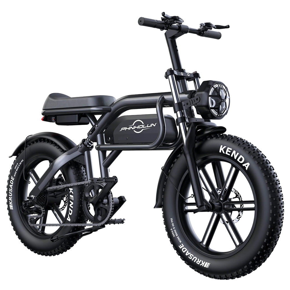 PHNHOLUN C8 Electric Bike, 1500W Peak Motor, 48V 20Ah Battery, 20*4.0-inch Fat Tires, 50km/h Max Speed, 120km Max Range, Front Hydraulic Shock, Rear Air Shock Suspension, Shimano 7 Speed, Disc Brake, APP Control