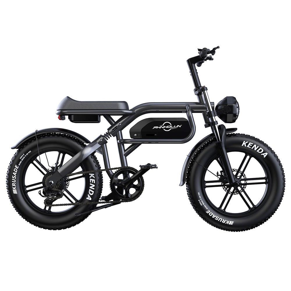 PHNHOLUN C8 Electric Bike, 1500W Peak Motor, 48V 20Ah Battery, 20*4.0-inch Fat Tires, 50km/h Max Speed, 120km Max Range, Front Hydraulic Shock, Rear Air Shock Suspension, Shimano 7 Speed, Disc Brake, APP Control