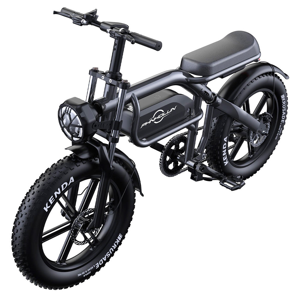 PHNHOLUN C8 Electric Bike, 1500W Peak Motor, 48V 20Ah Battery, 20*4.0-inch Fat Tires, 50km/h Max Speed, 120km Max Range, Front Hydraulic Shock, Rear Air Shock Suspension, Shimano 7 Speed, Disc Brake, APP Control
