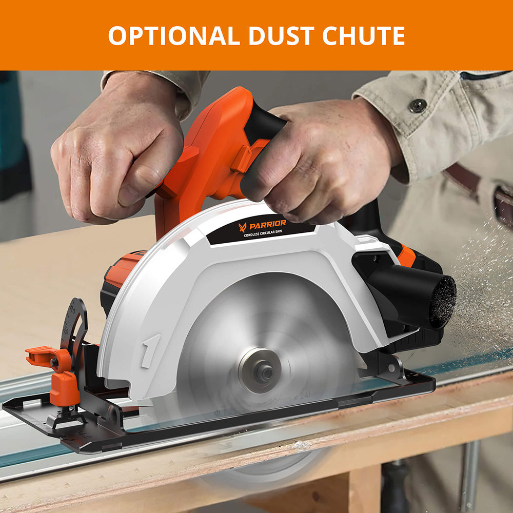Parrior CCS05 20V Cordless Circular Saw, with 4Ah Battery, 3500RPM Rotating Speed, Fasting Charging, Adjustable Cutting Depth 45°/90°