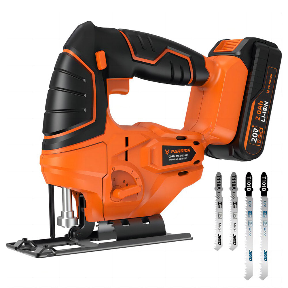 Parrior CJS03 20V Electric Jigsaw Tool, with 2Ah Battery, 2700RPM Speed, Cutting Depth of Wood and Metal 80mm/5mm (3.15"/0.2")