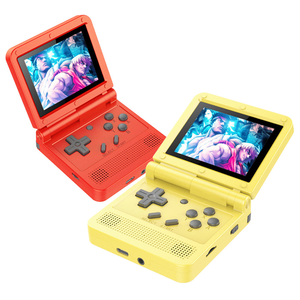 Powkiddy V90 64GB Flip Retro Game Console, 3 Inch IPS Screen, Open Source for Linux, Compatible with Flash OS, GB GBC MD FC SFC GG MS WS NGP PCE FBA PS 16 Simulators, Red
