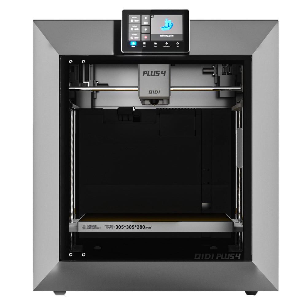 QIDI TECH PLUS4 3D Printer, 600mm/S, 370℃ High-temp Printing,65℃ Active Heated Chamber,305*305*280mm, 5in Touchscreen, 1080P Camera, Multi-metal Composite Nozzle, Dual-layer Insulation, Supports Multi-color System, Remote Control, Klipper V0.12.0