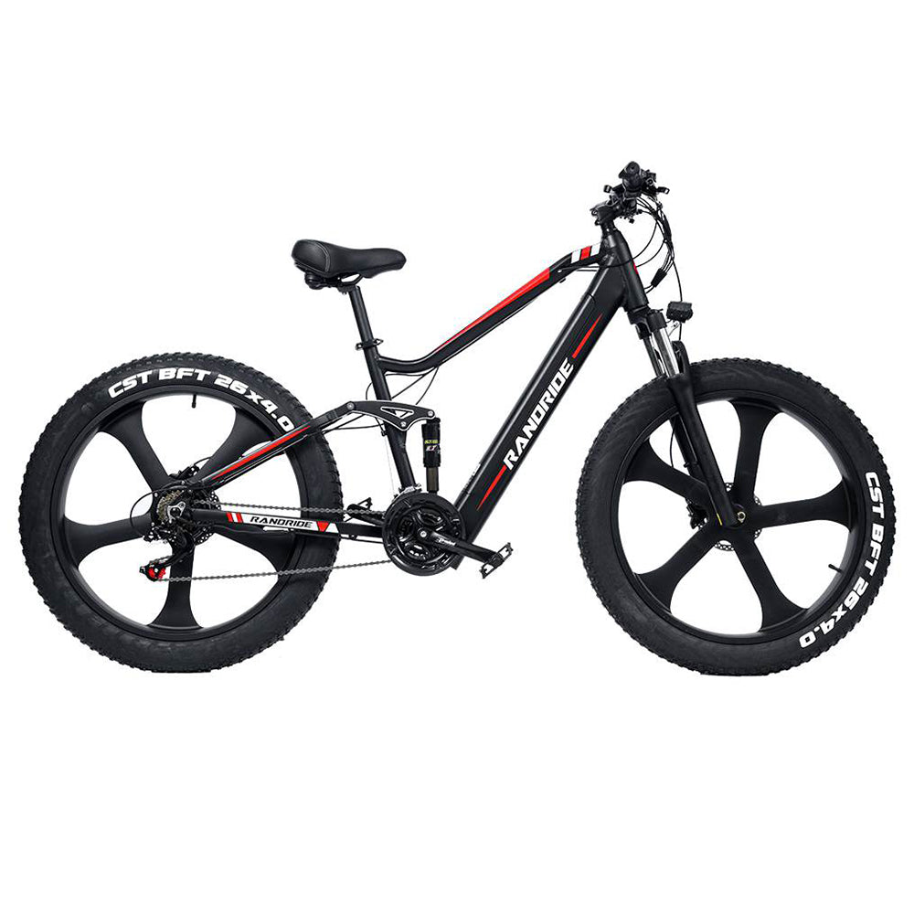 RANDRIDE YX90M Electric Bike, 26'' Fat Tire, 1000W Brushless Motor, 48V13.6Ah Battery, 45km/h Max Speed, 100km Range, LCD Display, SHIMANO Hydraulic Brake, Full Suspension Frame