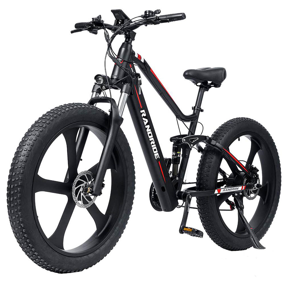 RANDRIDE YX90M Electric Bike, 26'' Fat Tire, 1000W Brushless Motor, 48V13.6Ah Battery, 45km/h Max Speed, 100km Range, LCD Display, SHIMANO Hydraulic Brake, Full Suspension Frame