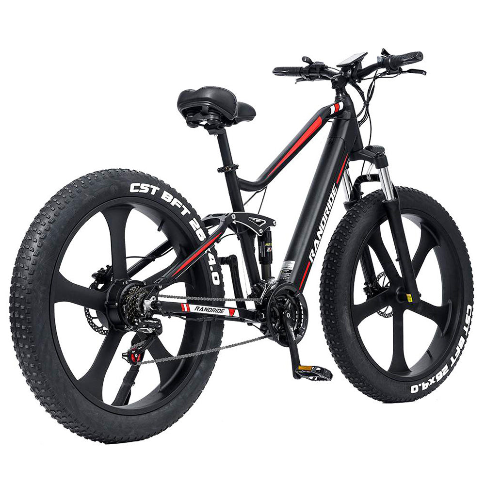 RANDRIDE YX90M Electric Bike, 26'' Fat Tire, 1000W Brushless Motor, 48V13.6Ah Battery, 45km/h Max Speed, 100km Range, LCD Display, SHIMANO Hydraulic Brake, Full Suspension Frame