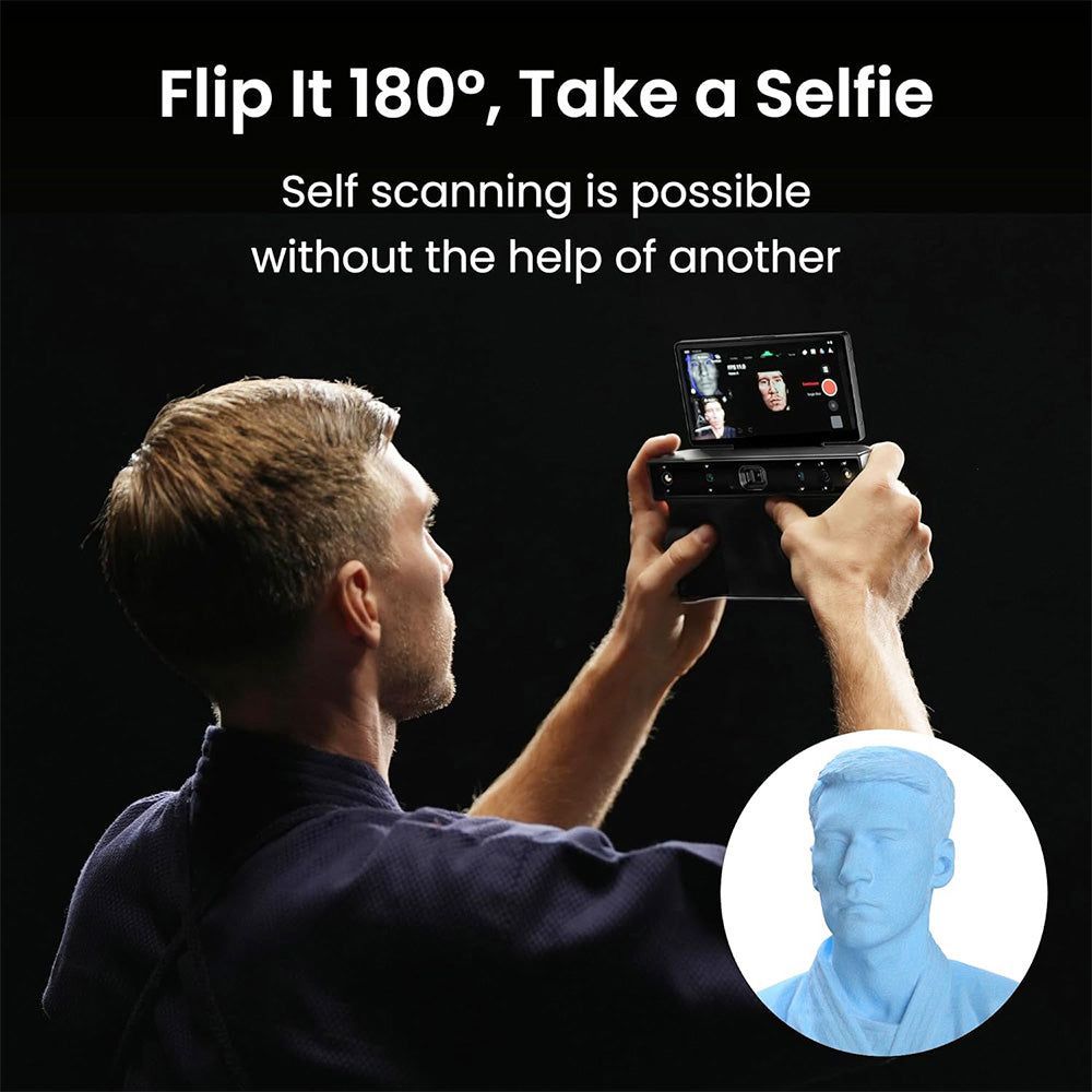 Revopoint MIRACO 3D Scanner with 16GB RAM, 0.02mm High Precision, 15fps Scanning Speed, 8K Color Capture, 180° Rotating Screen, 9-axis IMU, 2K HD Picture, Single-shot & Continuous Mode, Standable Design, for Small to Large Objects