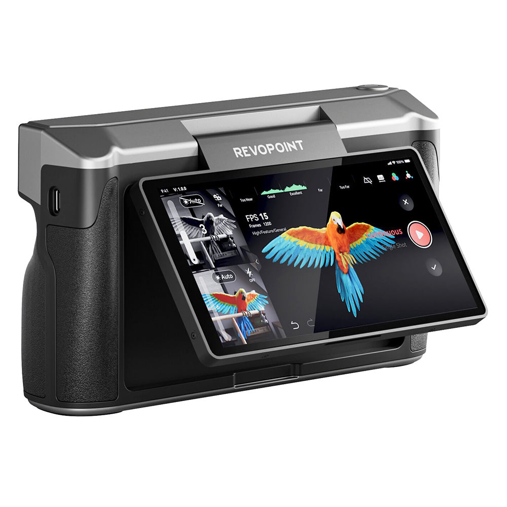 Revopoint MIRACO 3D Scanner with 16GB RAM, 0.02mm High Precision, 15fps Scanning Speed, 8K Color Capture, 180° Rotating Screen, 9-axis IMU, 2K HD Picture, Single-shot & Continuous Mode, Standable Design, for Small to Large Objects