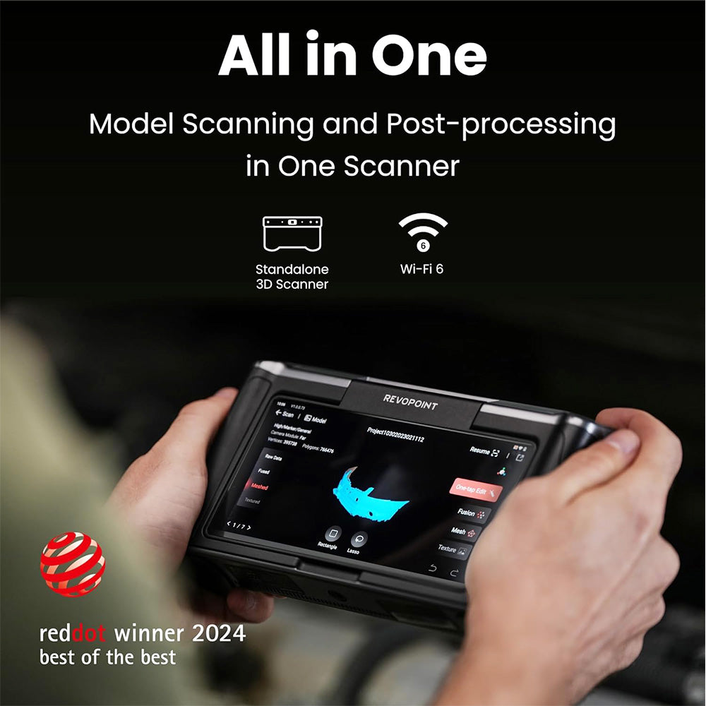 Revopoint MIRACO 3D Scanner with 16GB RAM, 0.02mm High Precision, 15fps Scanning Speed, 8K Color Capture, 180° Rotating Screen, 9-axis IMU, 2K HD Picture, Single-shot & Continuous Mode, Standable Design, for Small to Large Objects